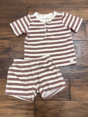 Coop Kids by Pink Chicken Boys' Brown Stripe Shorts Set